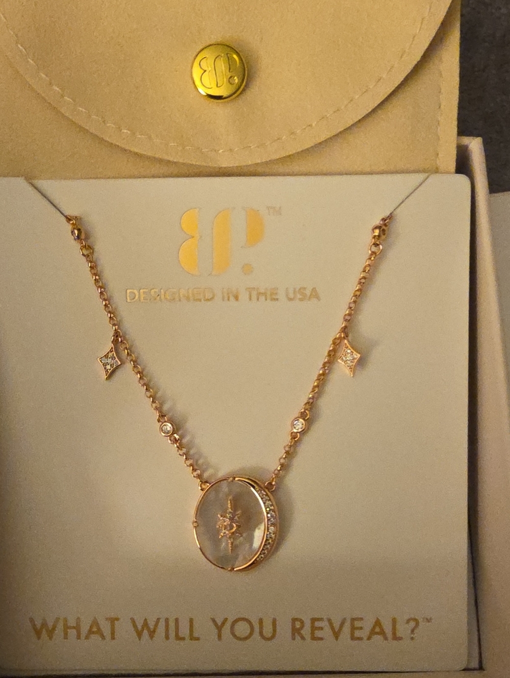 BP Rose Gold Mother-of-Pearl & Moonstone Pendant Necklace